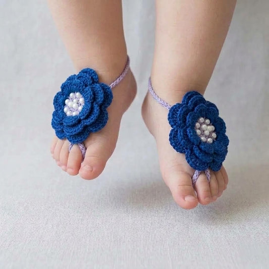 Pearl & Flower Handcrafted Baby Barefoot Sandals
