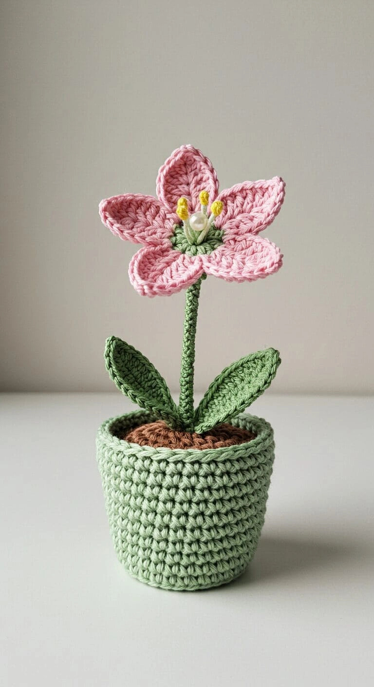 Blooming Crochet Lily – Aesthetic Desk & Home Deco