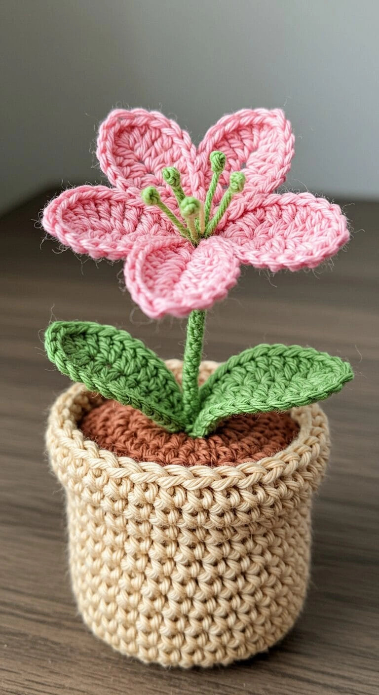 Blooming Crochet Lily – Aesthetic Desk & Home Deco