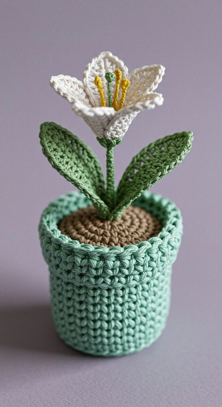 Blooming Crochet Lily – Aesthetic Desk & Home Deco