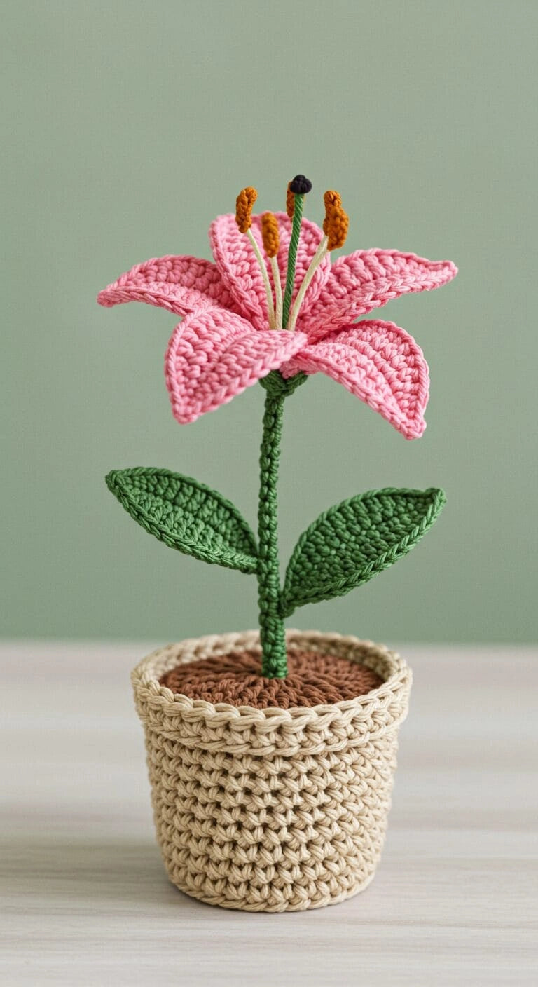 Blooming Crochet Lily – Aesthetic Desk & Home Deco