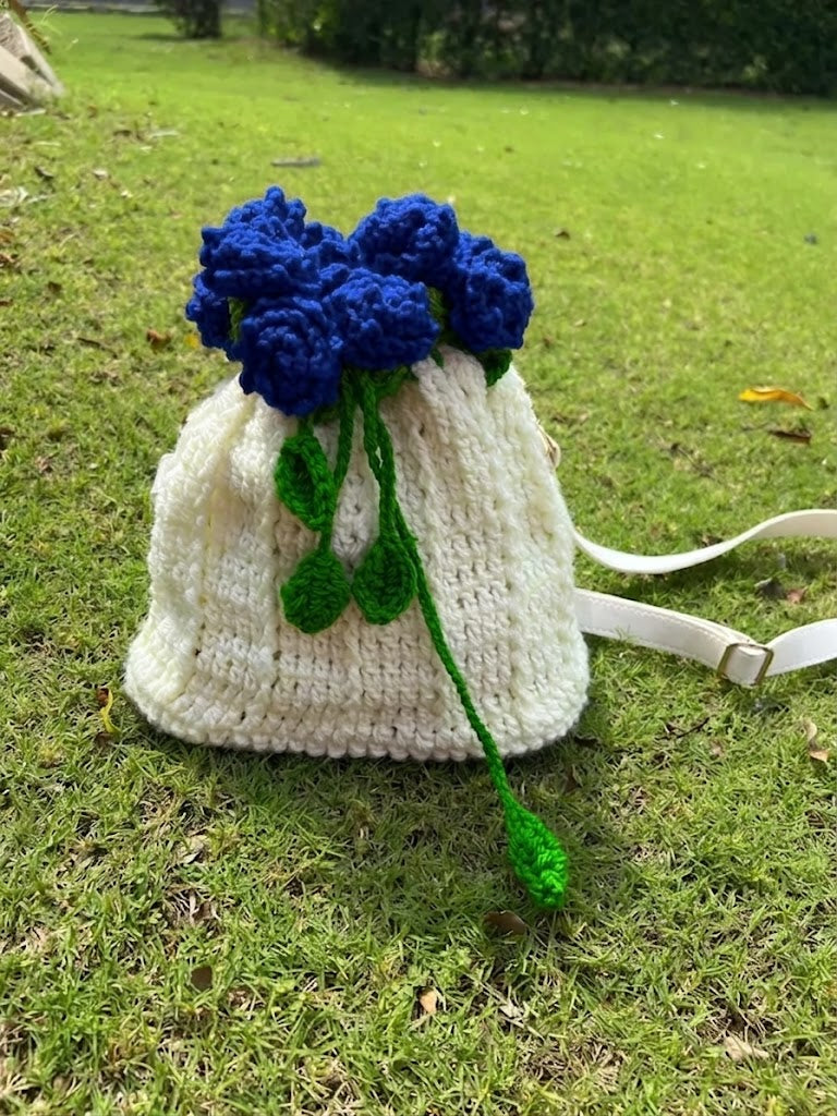 Handcrafted Rose Bouquet Bucket Bag