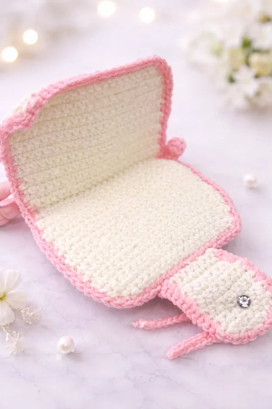 Pink Bow Crochet Wallet