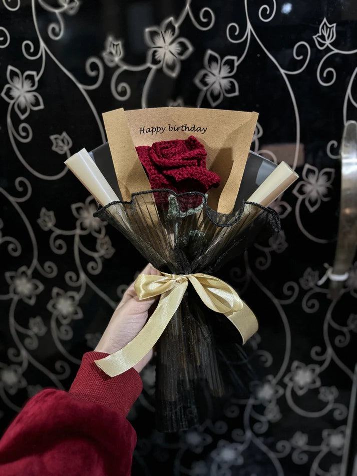 Classic Red Rose Birthday Crochet Bouquet