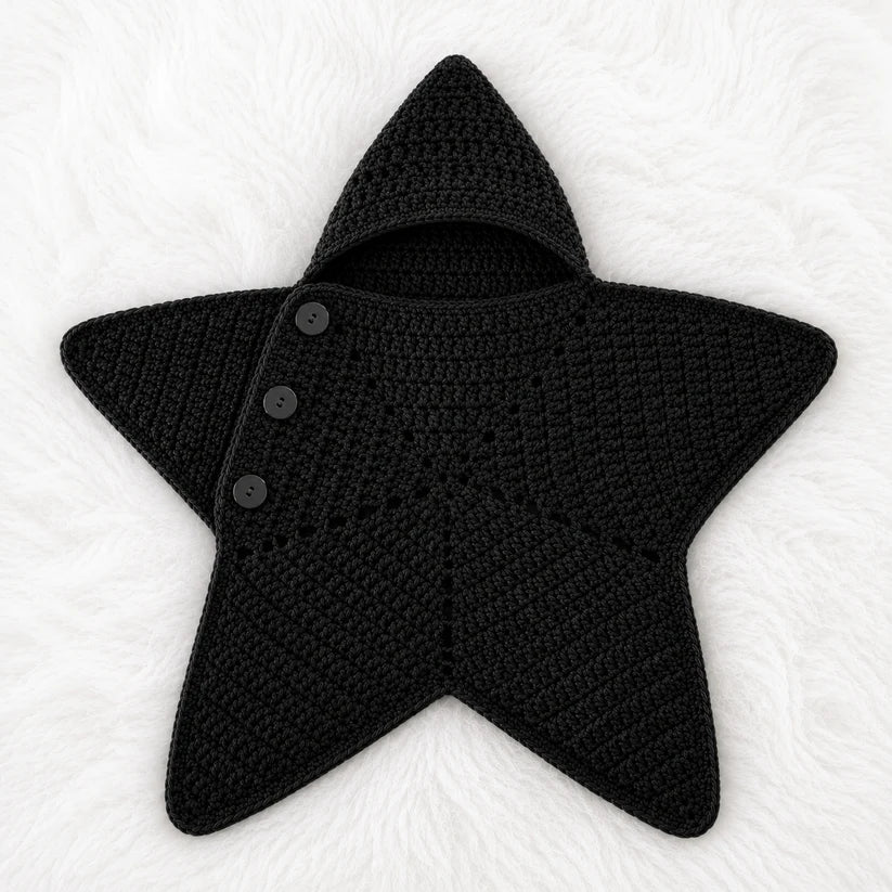 Soft Crochet Star Shaped Baby Bunting Bag with Hood – Newborn Winter Collection