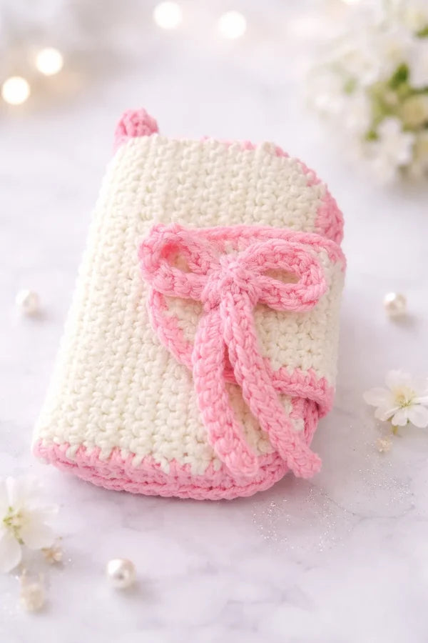 Pink Bow Crochet Wallet