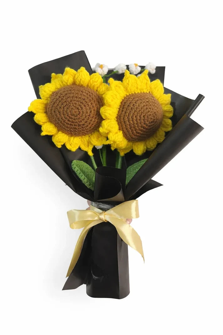 Premium Handmade Crochet Sunflower Flower Bouquet – Everlasting Gift Box
