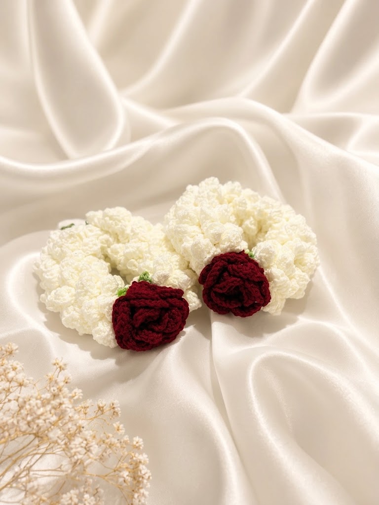 Romantic Red & Ivory Handcrafted Gajras