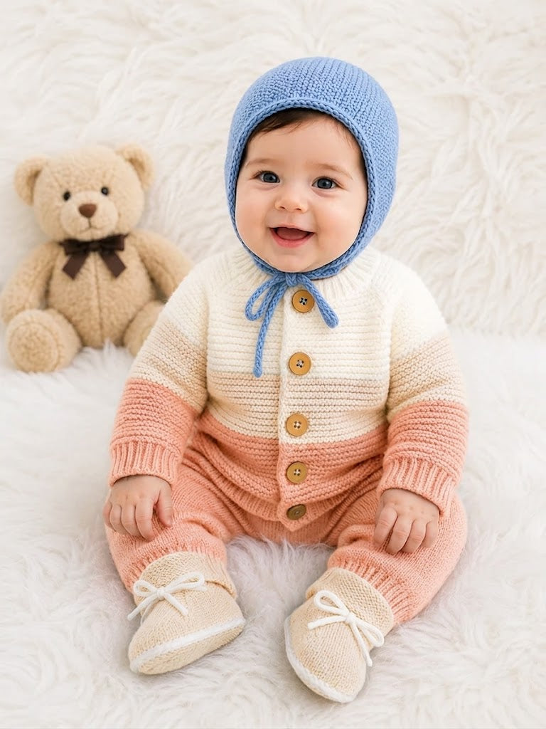 4-Piece Baby Boy & Girl Winter Knitwear Set – Cozy Sweater & Trouser Sui