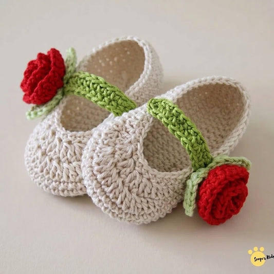 Rosy Bloom Soft Crochet Baby Sandals