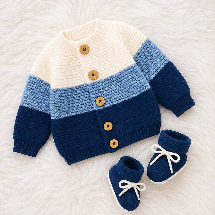 4-Piece Baby Boy & Girl Winter Knitwear Set – Cozy Sweater & Trouser Sui