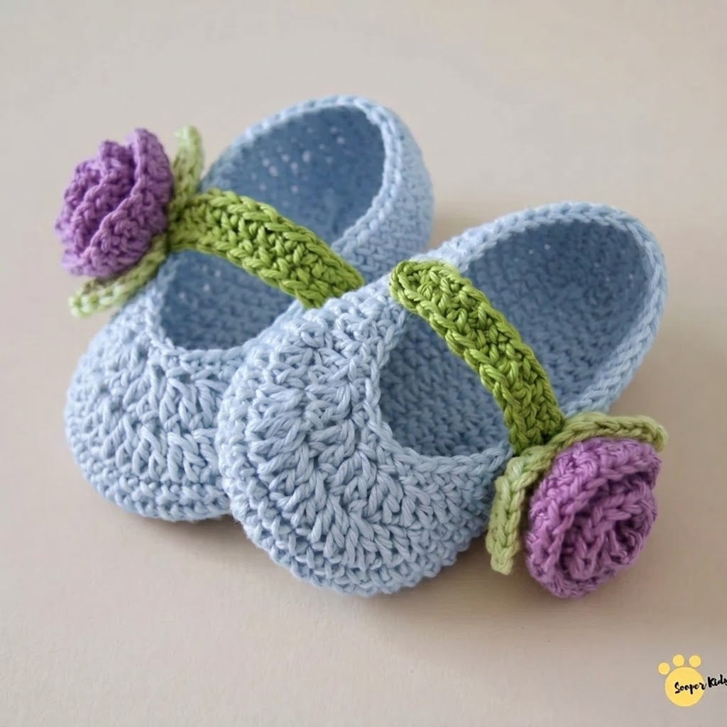 Rosy Bloom Soft Crochet Baby Sandals