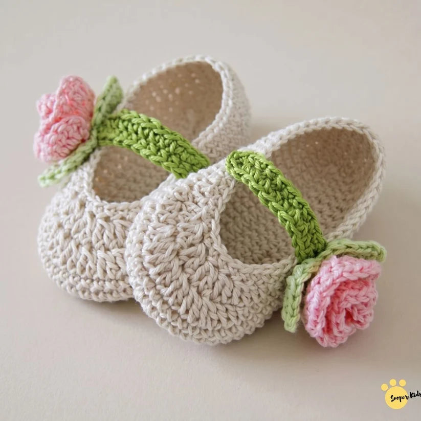 Rosy Bloom Soft Crochet Baby Sandals