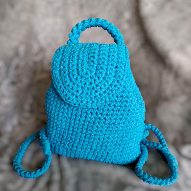 Handmade Crochet Backpack for Women | Small Boho Knit Rucksack | Stylish Gift for Her