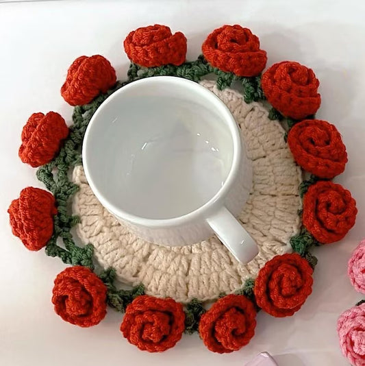 Handmade Crochet Floral Coaster Set – Cozy Home & Kitchen Coffee Table Decor