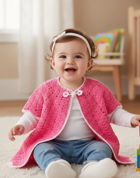 Luxury Pink Crochet Baby Sweater Set - Lacy Cotton Boho Cardigan for Newborns