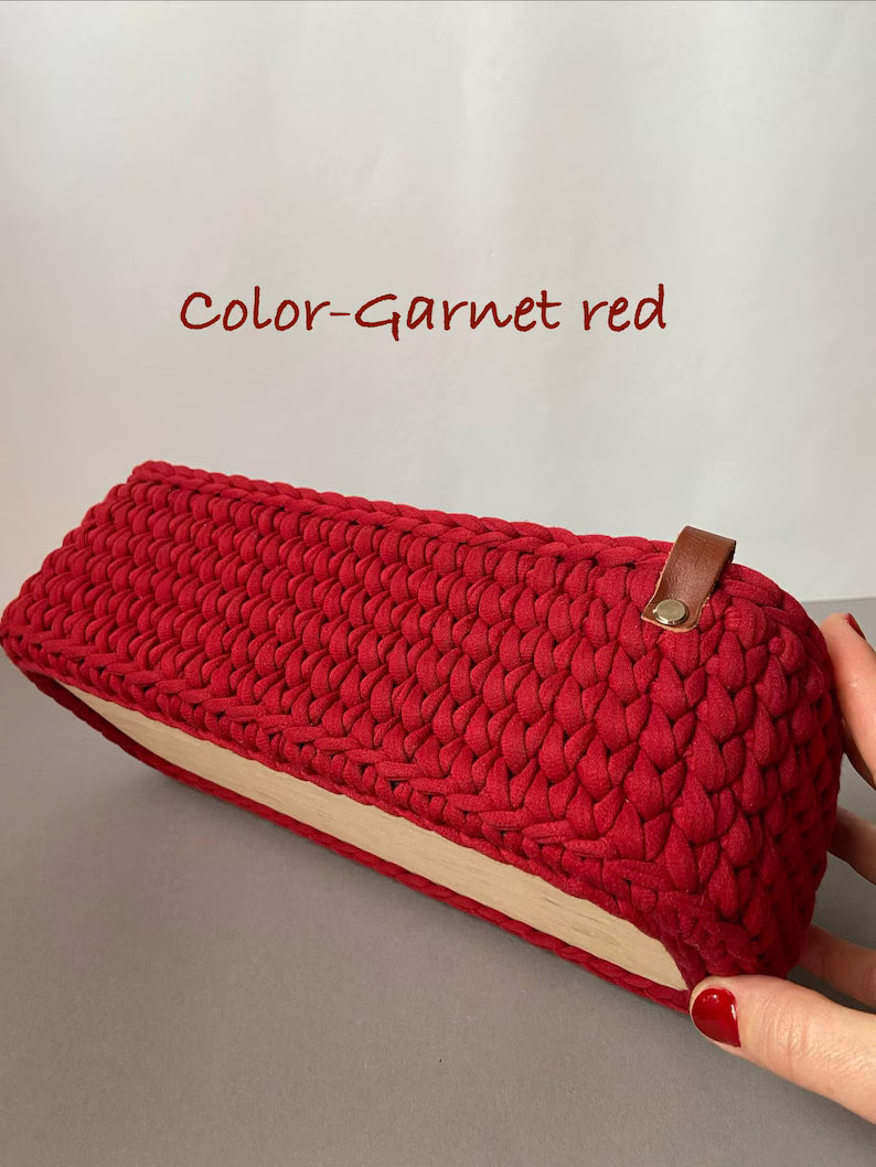 Boho Crochet Storage Basket with Divider – Handmade Cotton Rope Tabletop Organizer