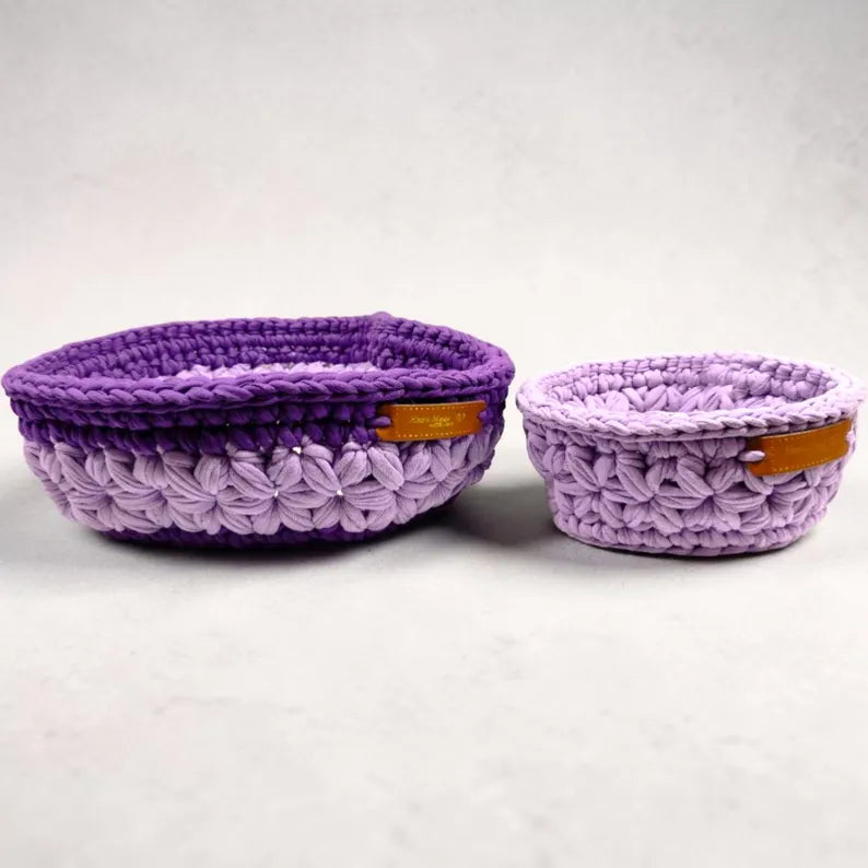 Luxury Handmade Crochet Heart Storage Baskets – Cute Nursery Organizer & Aesthetic Bathroom Decor Set