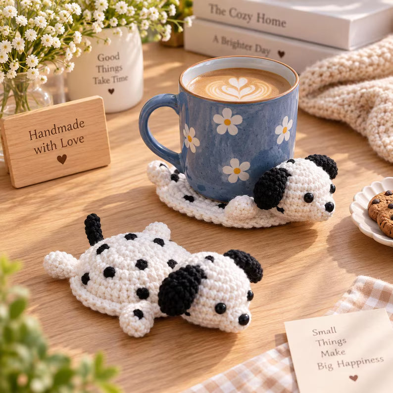 Cute Crochet Animal Mug Rug – Handmade Desk Decor & Unique Gift