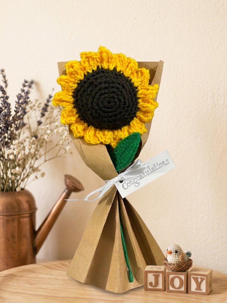 Rustic Elegance Crochet Sunflower